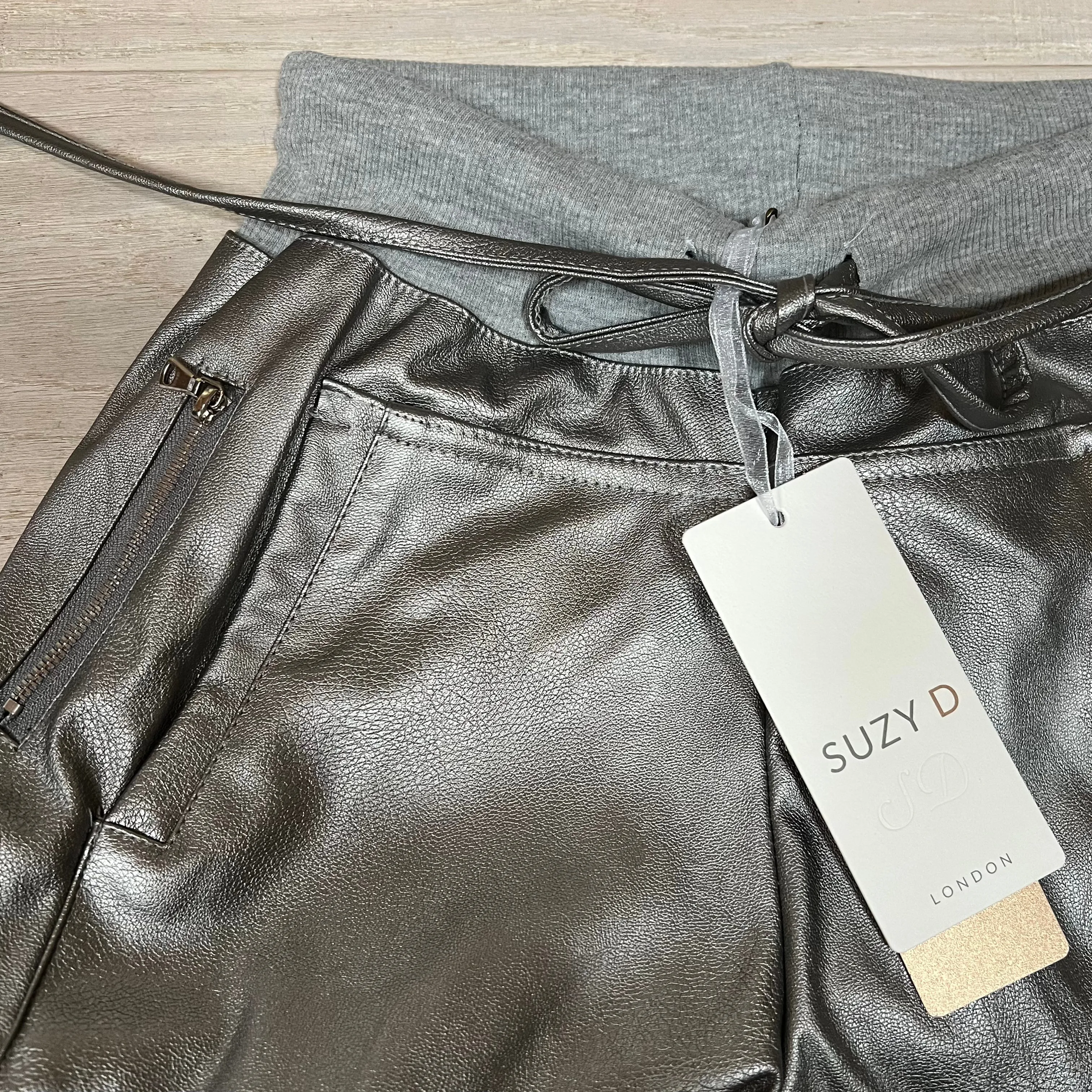 Full faux leather pewter SiLVER ULTIMATE joggers