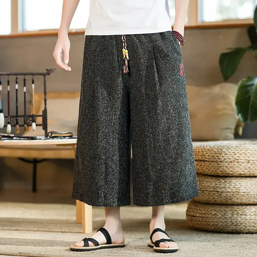 Funki Buys | Pants | Men's Long Japanese Kimono Wide Shorts