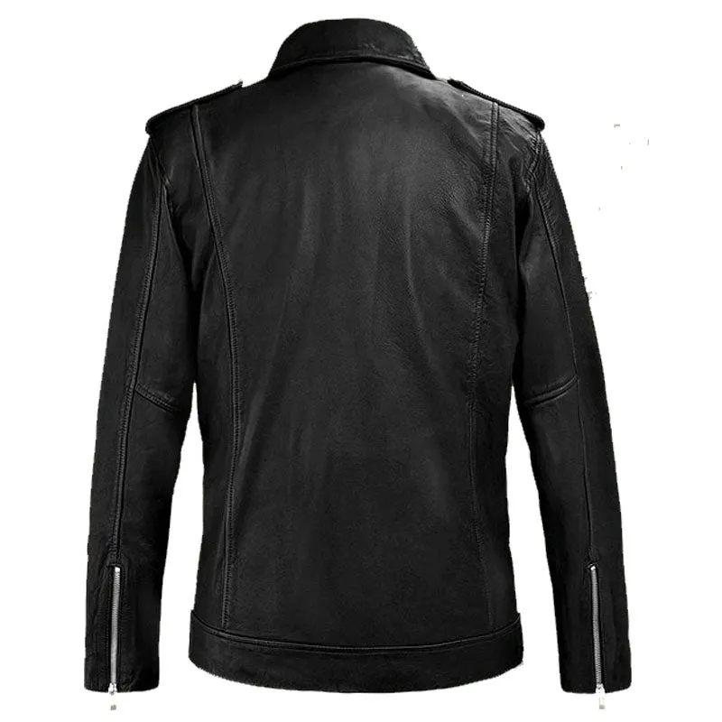 Genuine Best Style Beast Black Fashion Biker Leather Motorcycle Jacket