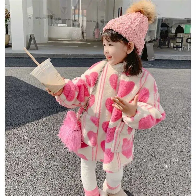 Girls 2024 New Woolen Coat Autumn Winter Baby Woolen Coat Fashion Children Quilted Plush Top