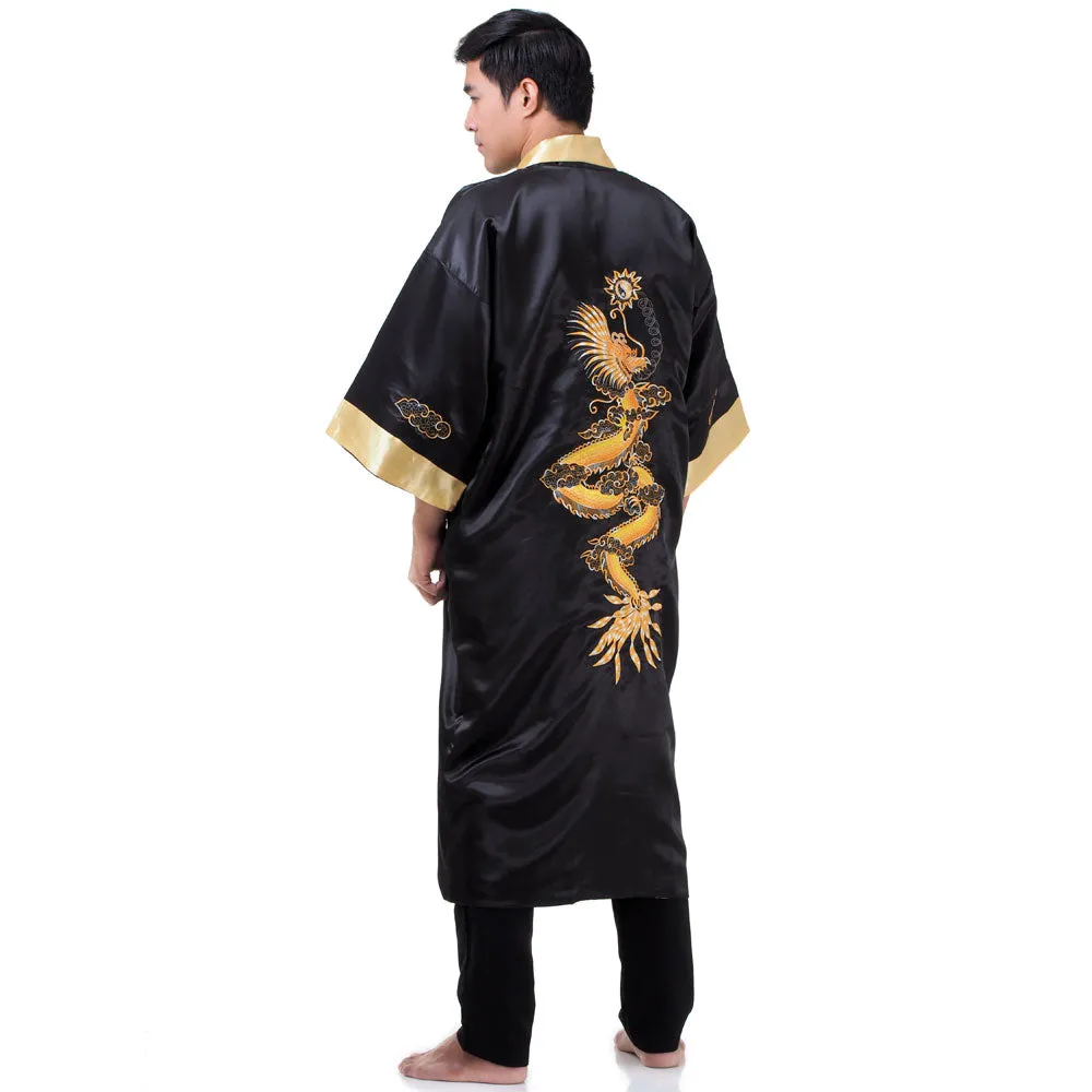 Gold Kaida Reversible Dragon Kimono Robe for Men