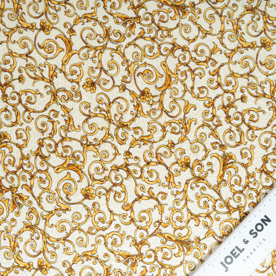 Golden Yellow 'Fleur de Lis' Cotton & Silk Blend Cloqué