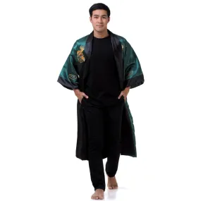 Green Fucanglong Reversible Dragon Kimono Robe for Men