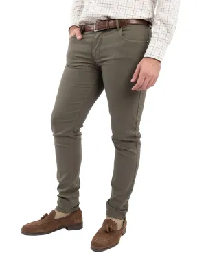 Green Honeycomb Weave Stretch Five Pocket Chinos