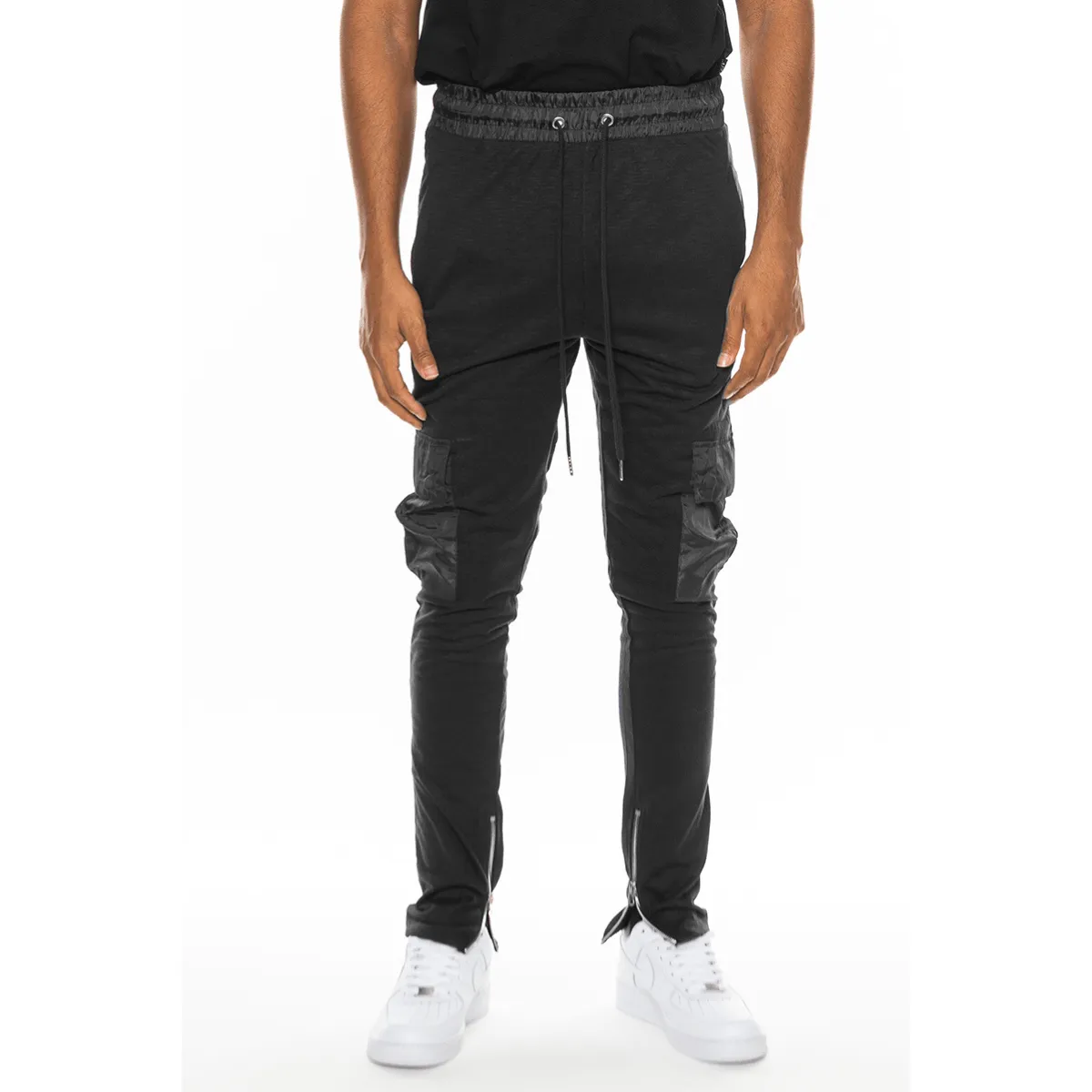 Heathered Black Cotton Joggers