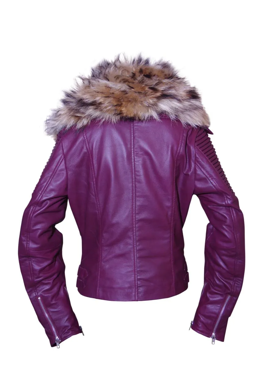 Heavy Fur Real Fox Fur Jacket For  Women's Leather Jacket