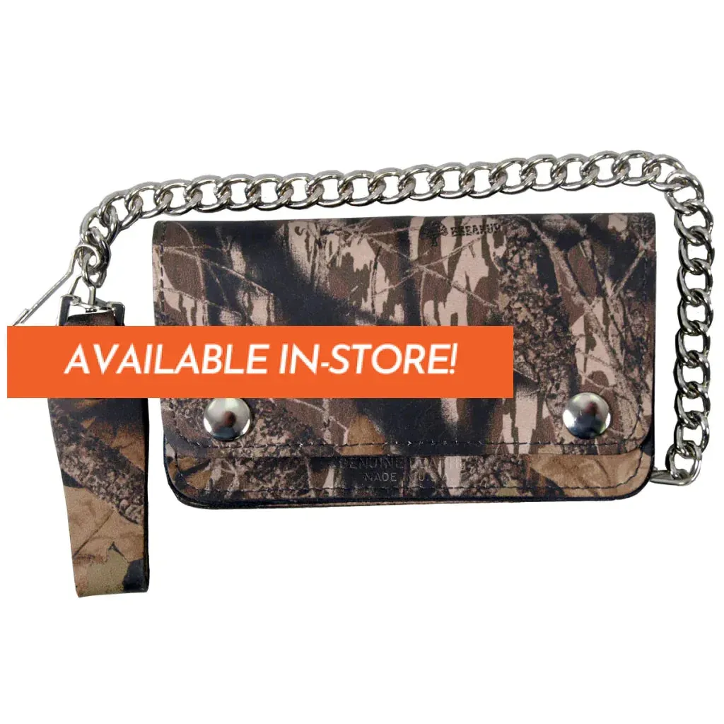 Hunting Camo 6" Bi-fold WLC3002 Leather Bi-Fold Wallet with Chain | Hot Leathers