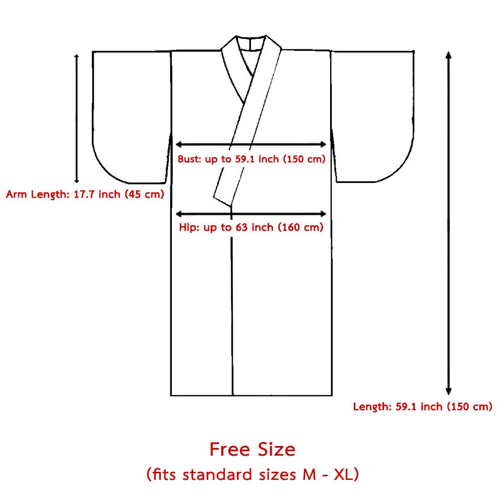 Japanese Black Komainu Yukata Kimono Robe for Men