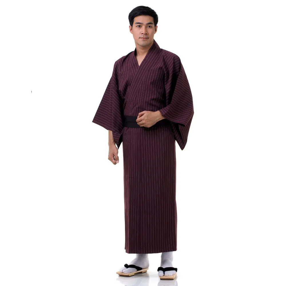 Japanese Black Komainu Yukata Kimono Robe for Men