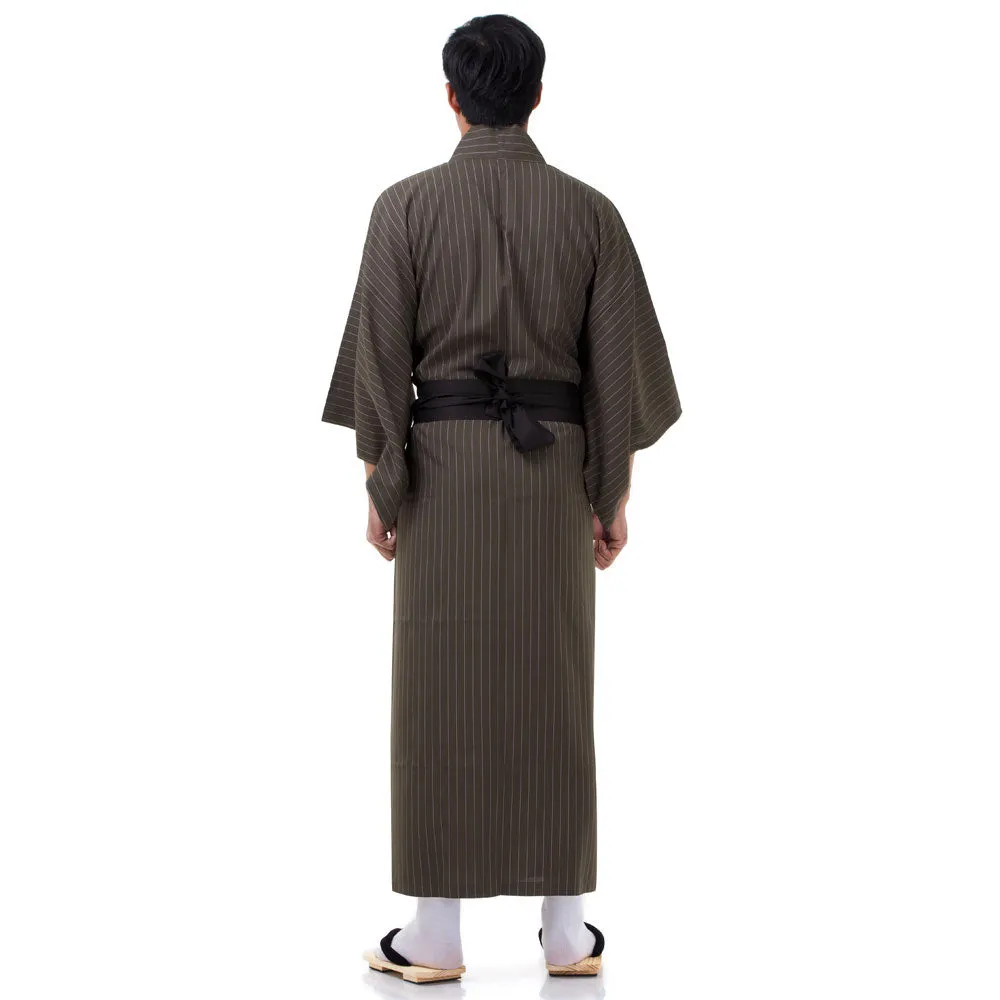 Japanese Black Komainu Yukata Kimono Robe for Men