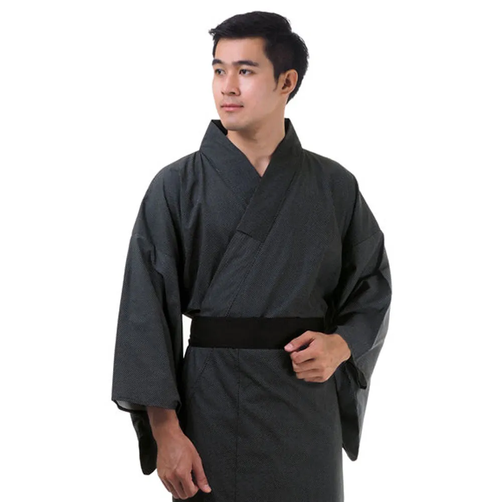 Japanese Black Tengu Yukata Kimono Robe for Men