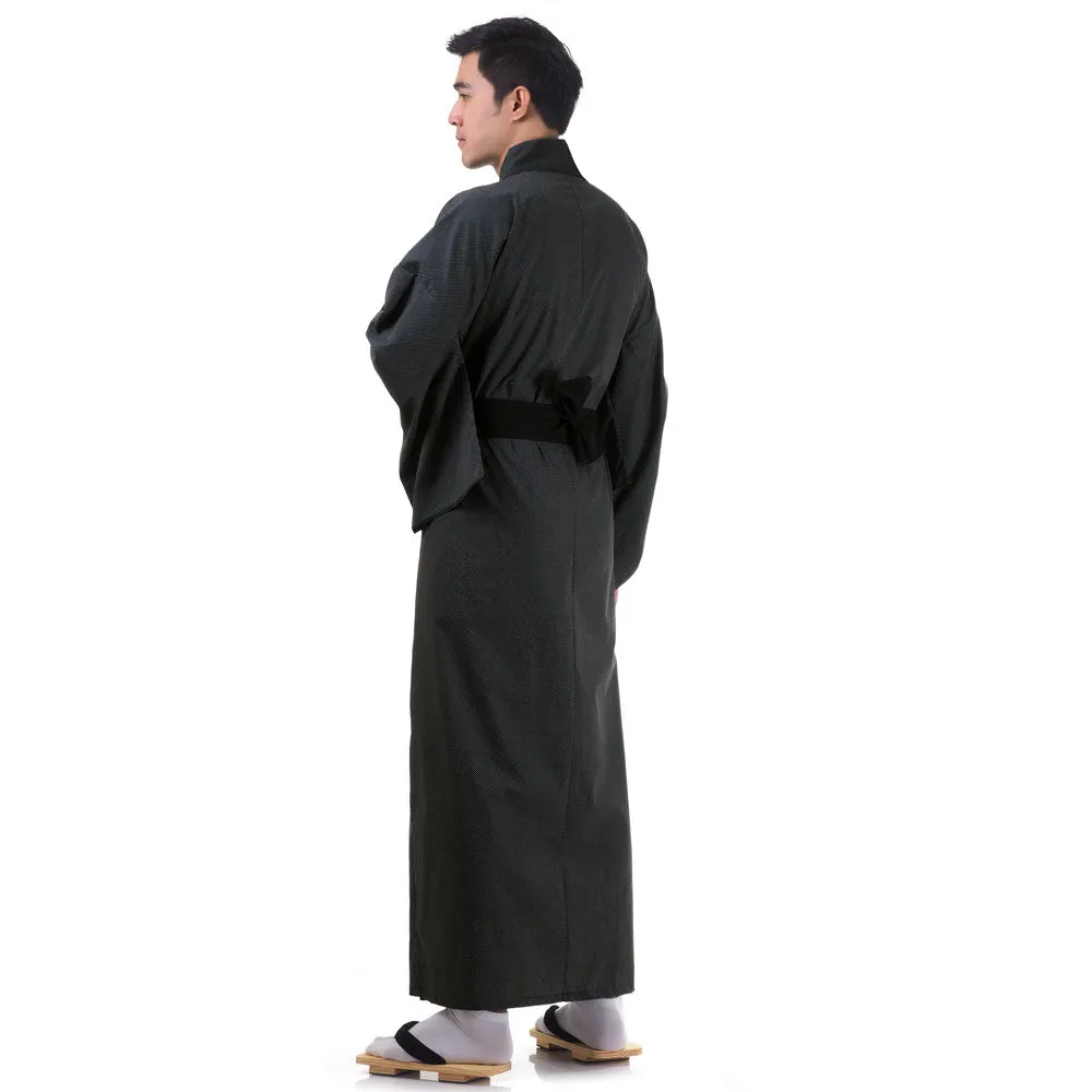 Japanese Brown Kitsune Yukata Kimono Robe for Men