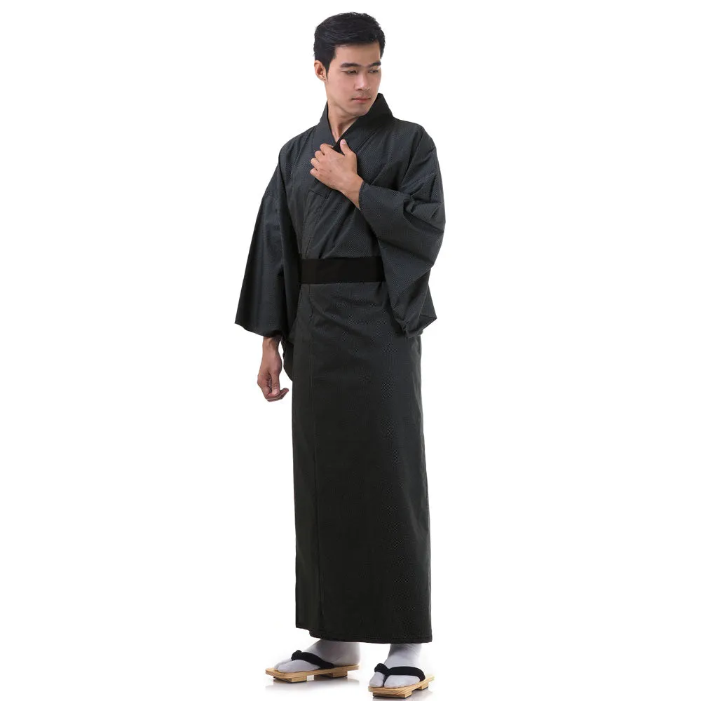 Japanese Brown Kitsune Yukata Kimono Robe for Men