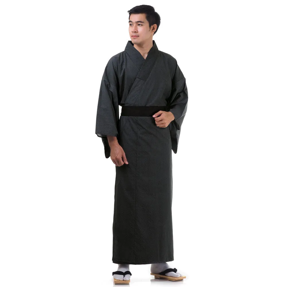 Japanese Brown Kitsune Yukata Kimono Robe for Men