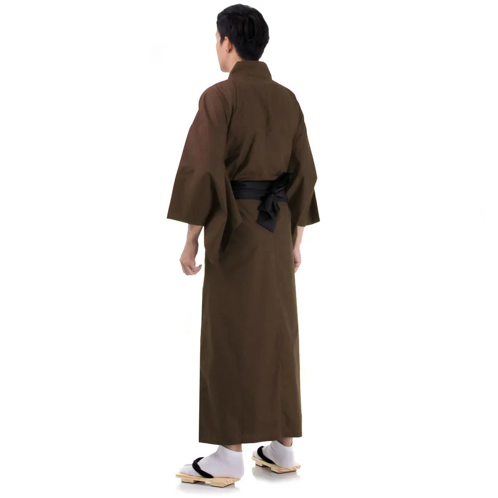 Japanese Brown Kitsune Yukata Kimono Robe for Men