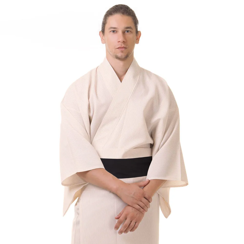 Japanese Cream Raijin Yukata Kimono Robe for Men