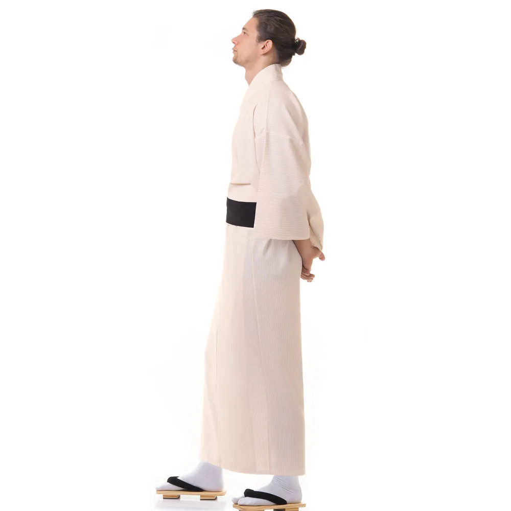 Japanese Cream Raijin Yukata Kimono Robe for Men