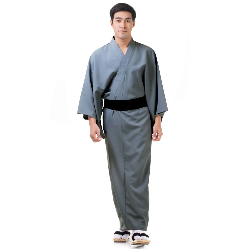 Japanese Gray Shogun Yukata Kimono Robe for Men