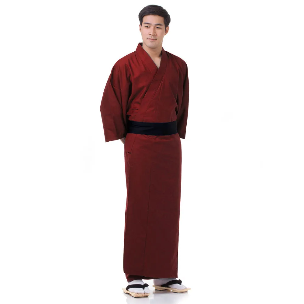 Japanese Red Samurai Yukata Kimono Robe for Men