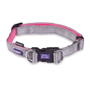 Kazoo Active Easy-Clip Adjustable Dog Collar Silver & Pink