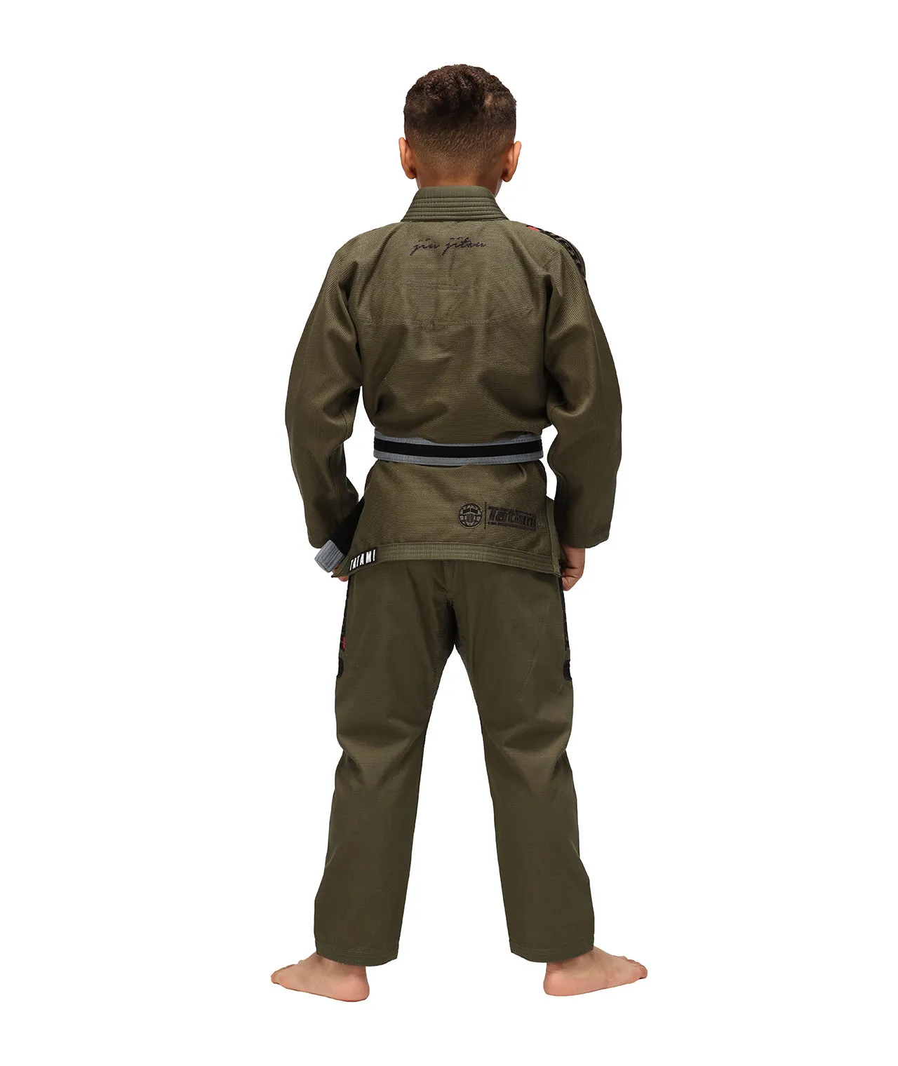 Kimono Copii Brazilian Jiu Jitsu TATAMI Elements Superlite Gi - Khaki (Centura Alba Inclusa)