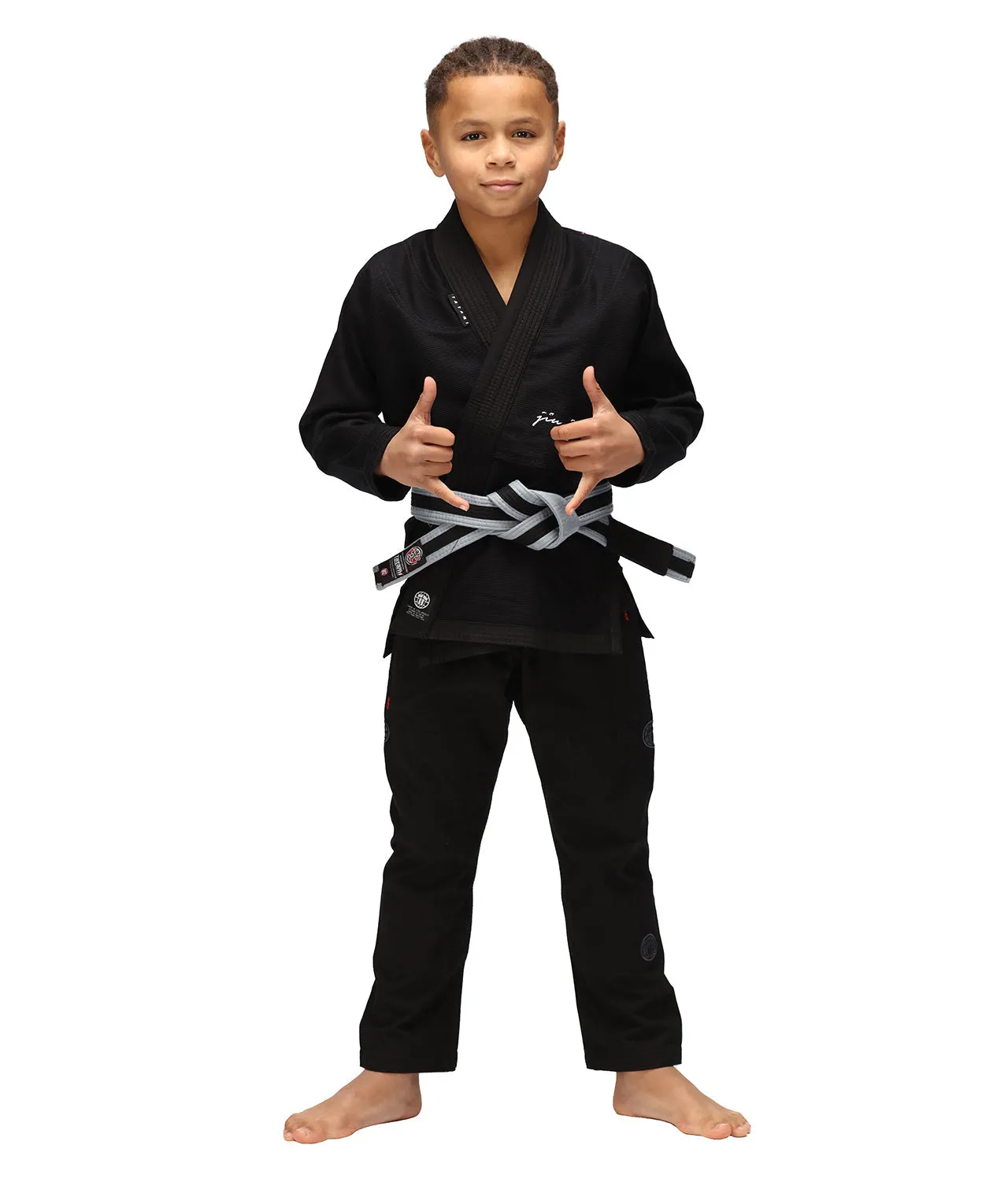 Kimono Copii Brazilian Jiu Jitsu TATAMI Elements Superlite Gi - Negru (Centura Alba Inclusa)