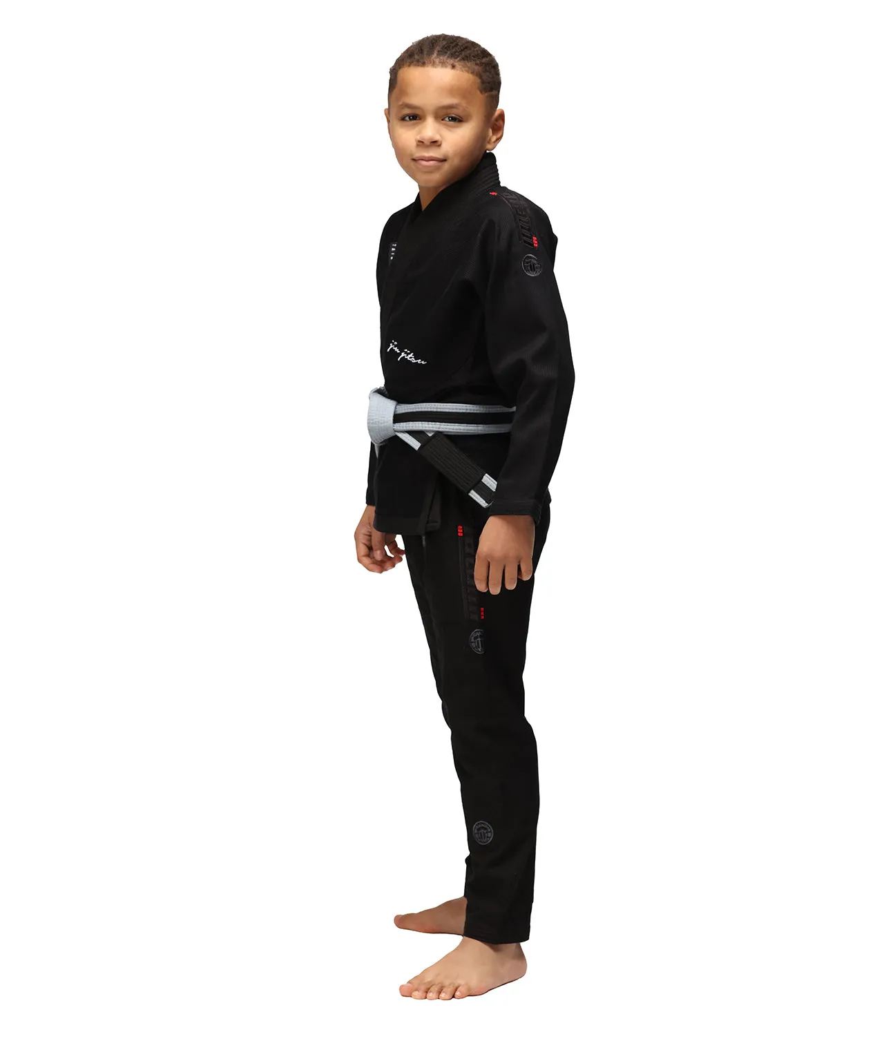 Kimono Copii Brazilian Jiu Jitsu TATAMI Elements Superlite Gi - Negru (Centura Alba Inclusa)