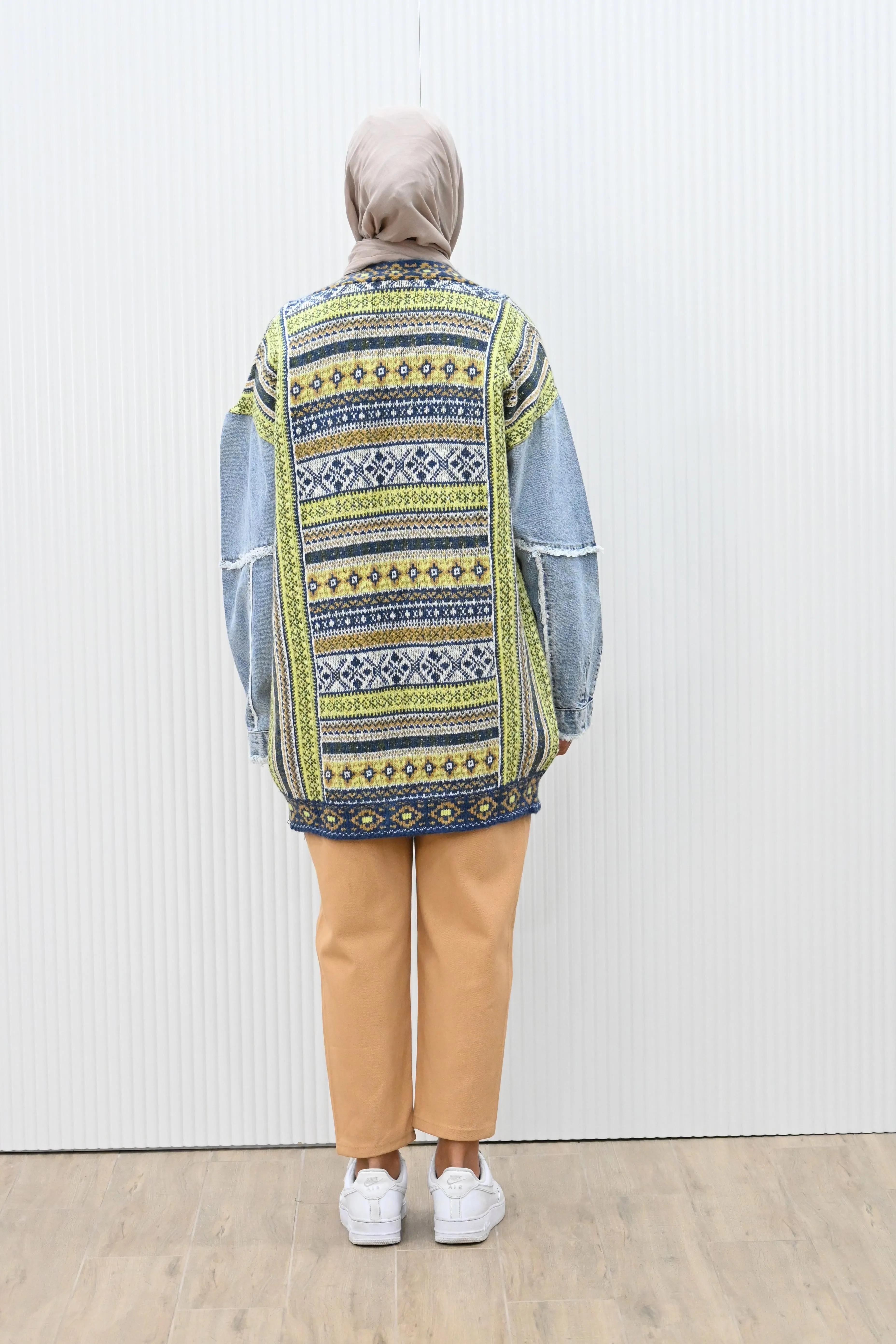 KNIT DENIM JACKET-YELLOW