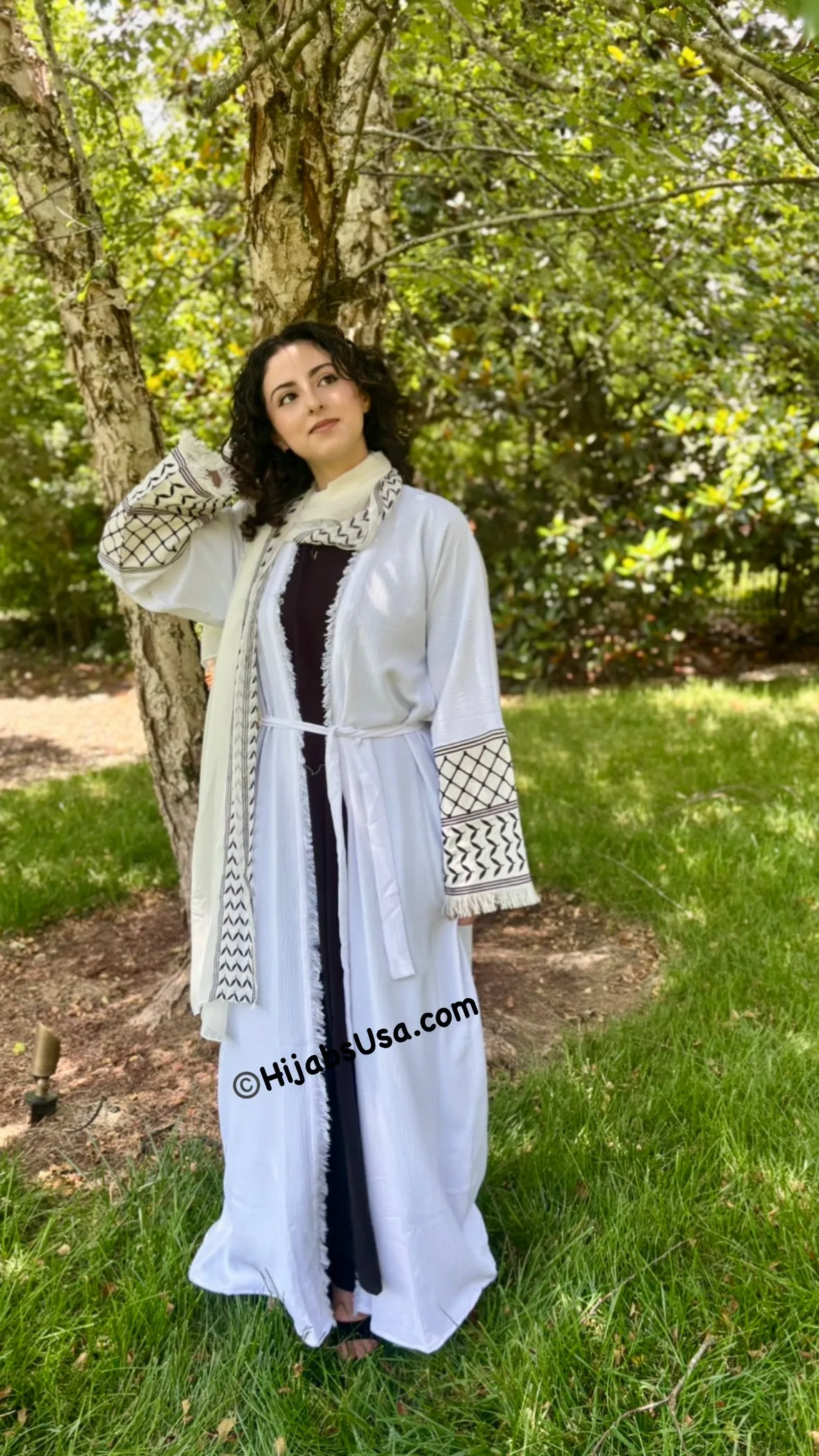 Kuffiyeh Inspired Abaya 4 pc set