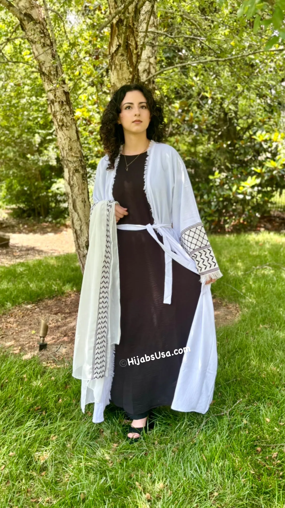 Kuffiyeh Inspired Abaya 4 pc set