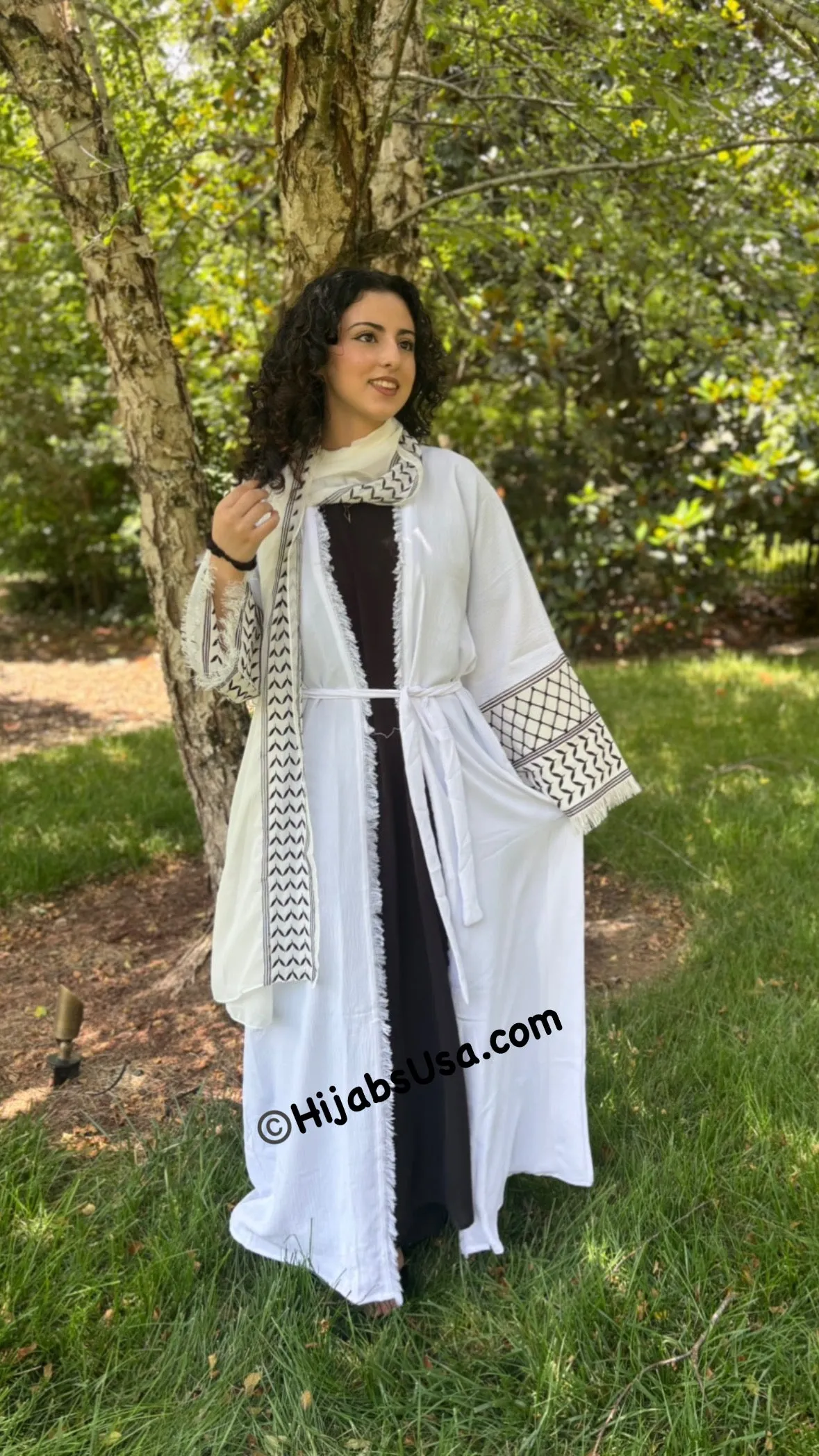 Kuffiyeh Inspired Abaya 4 pc set