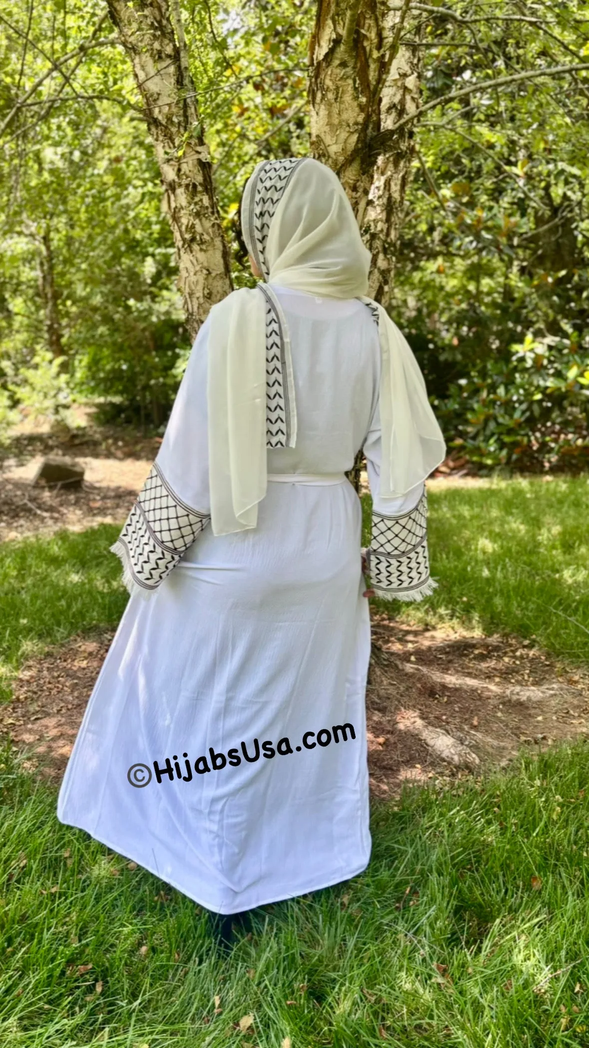 Kuffiyeh Inspired Abaya 4 pc set