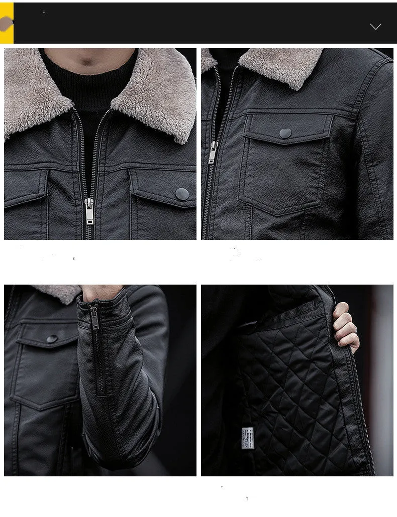 Lapel Youth Warm Fur All-in-One Leather Jacket