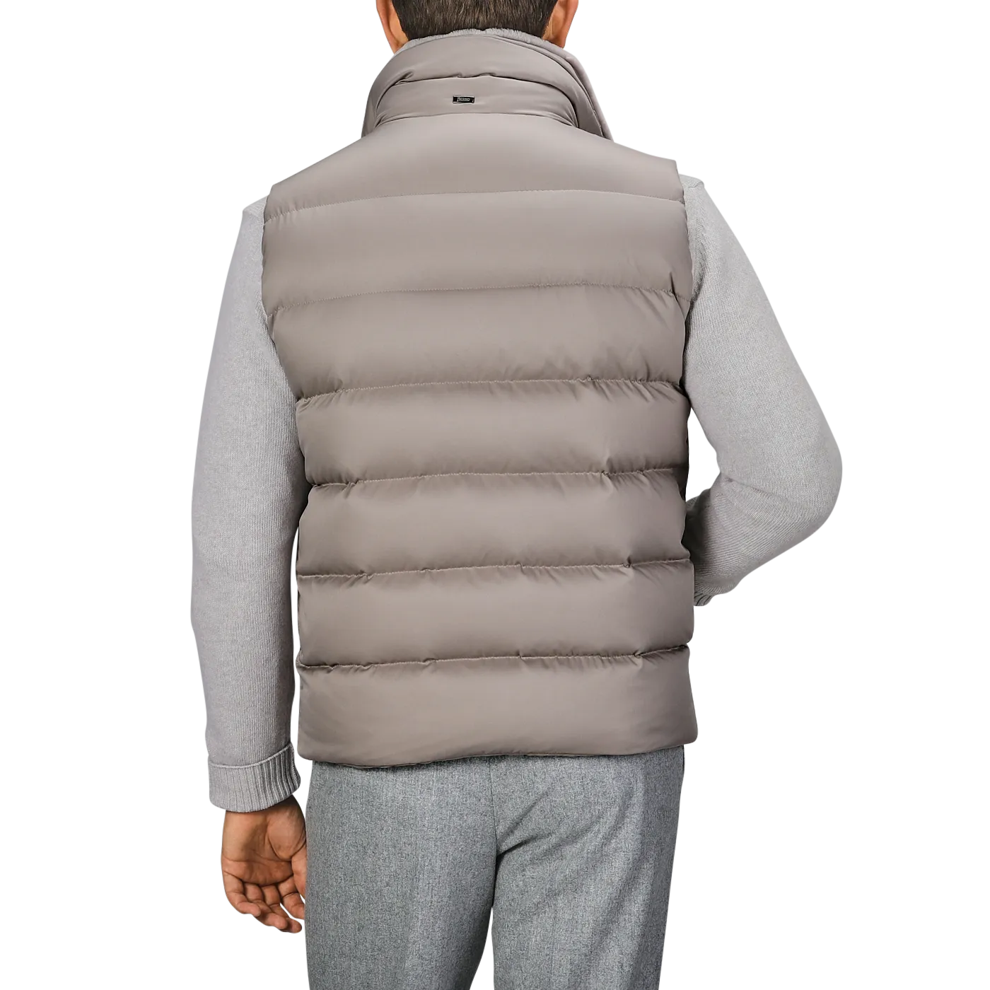 Light Beige Nylon Goose Down Quilted Gilet