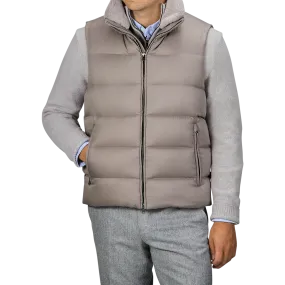 Light Beige Nylon Goose Down Quilted Gilet