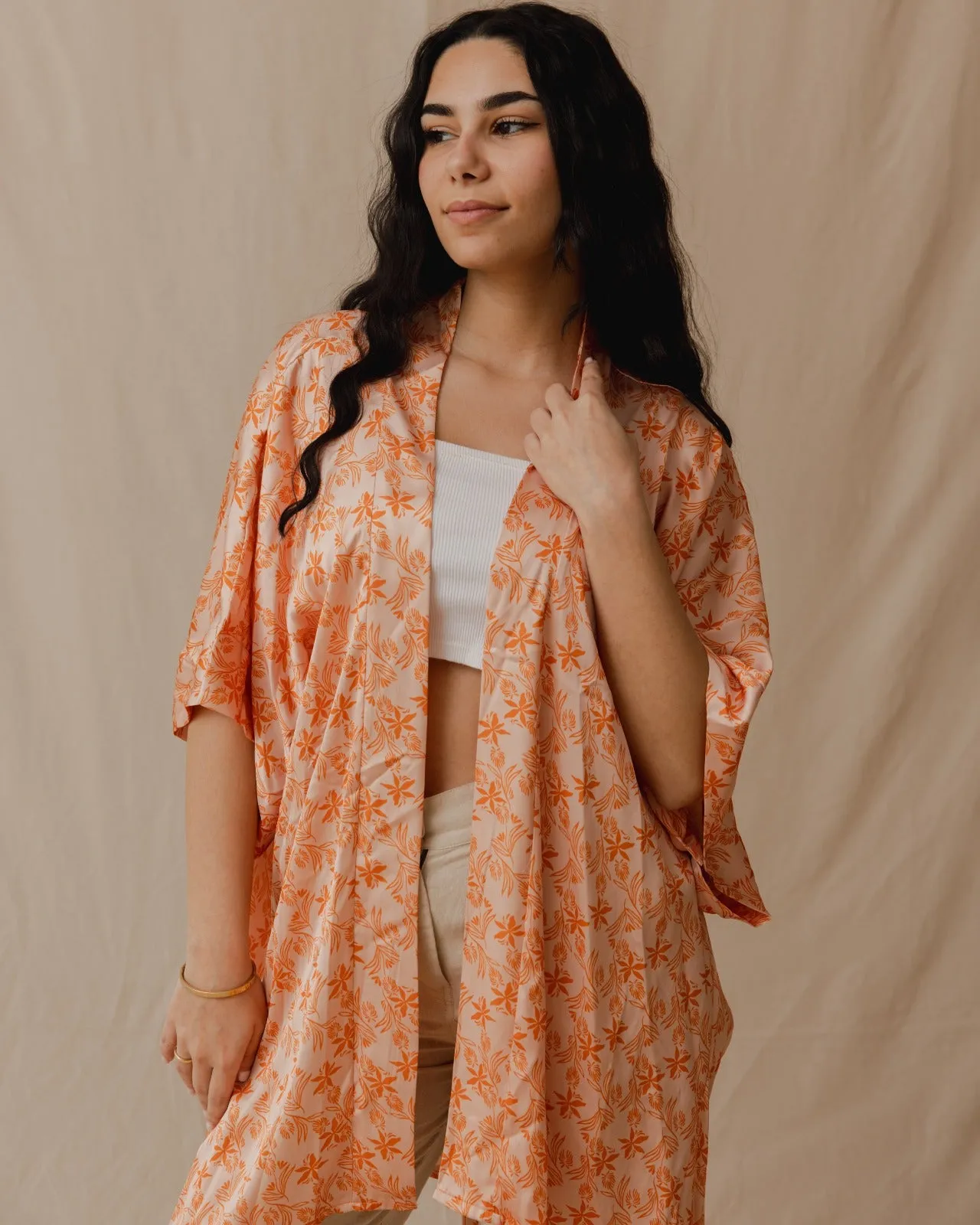 Lilium Short Kimono Orange