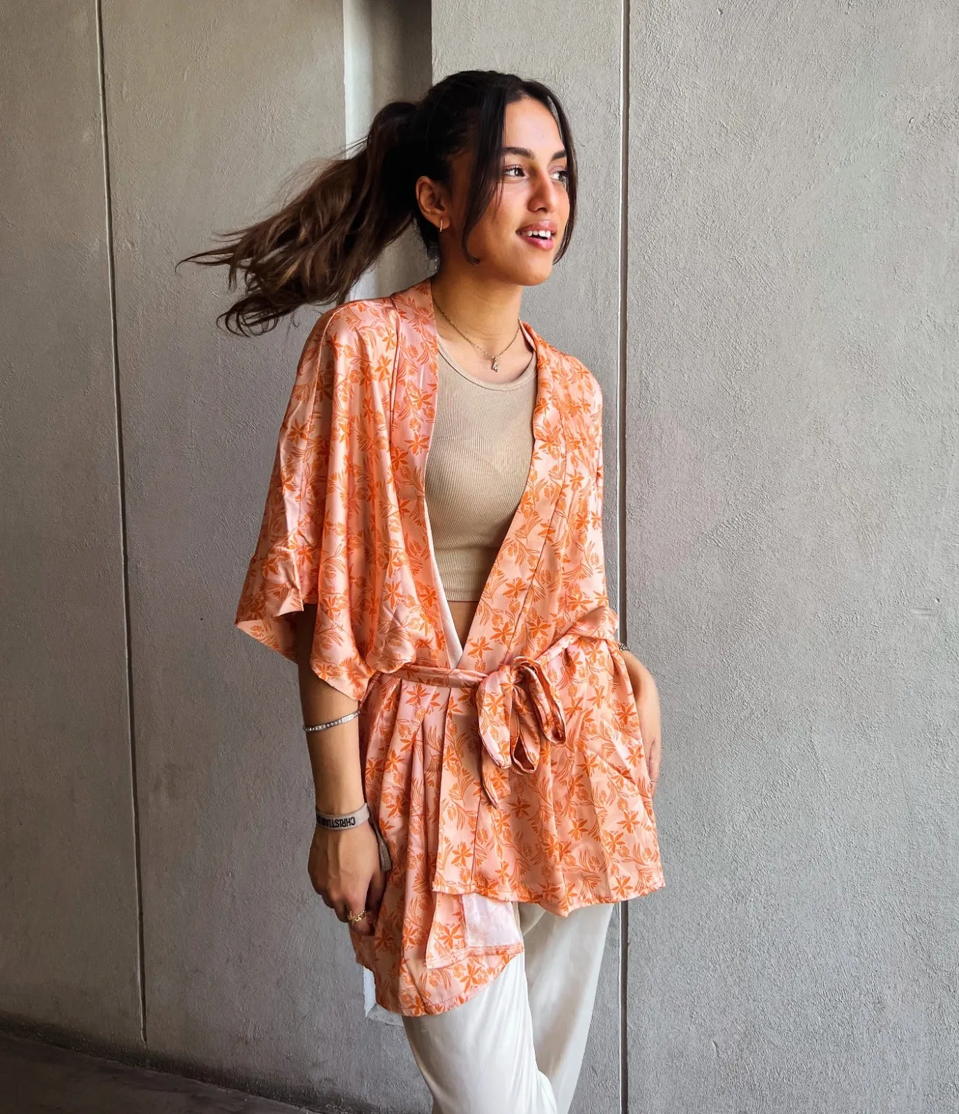 Lilium Short Kimono Orange