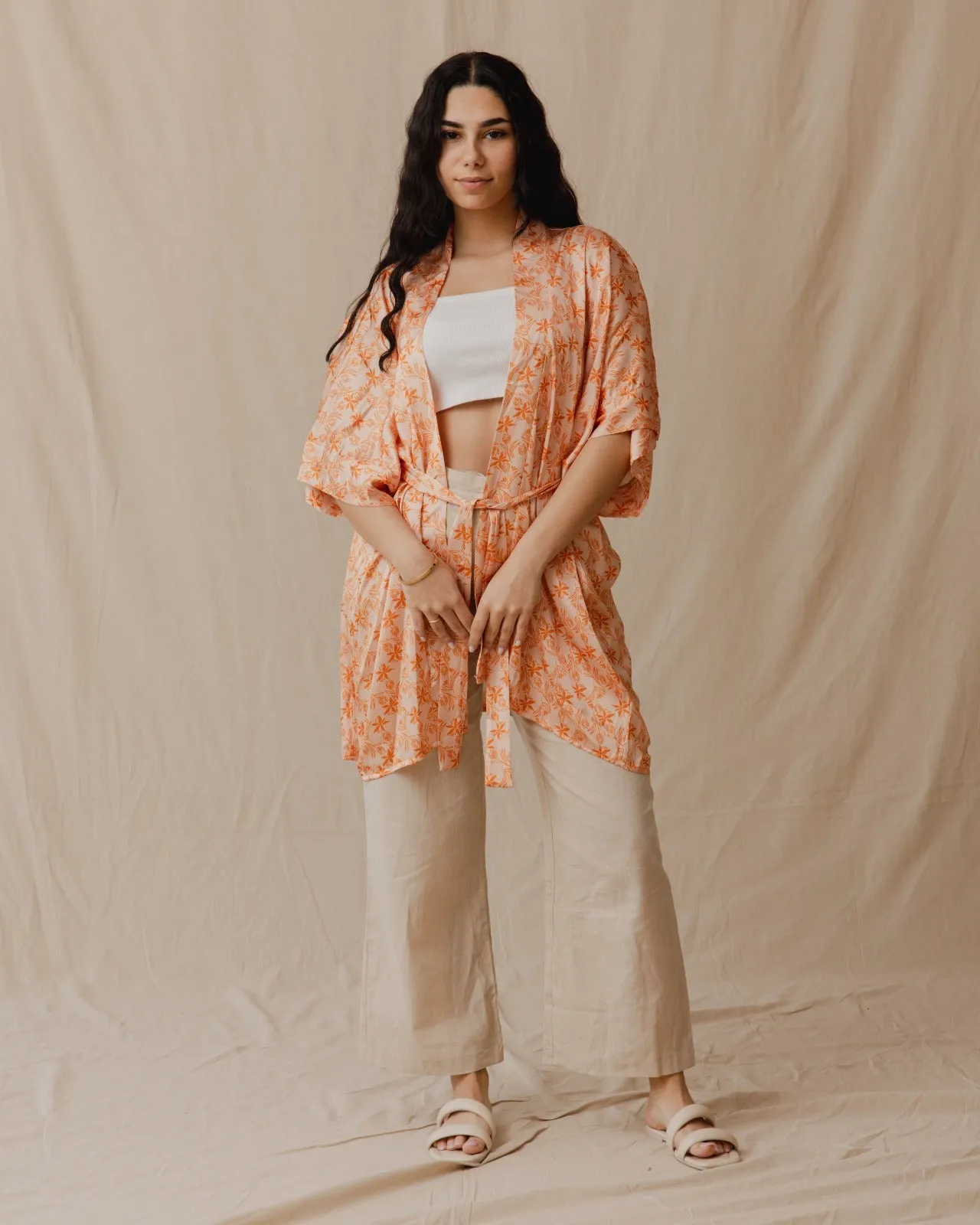 Lilium Short Kimono Orange