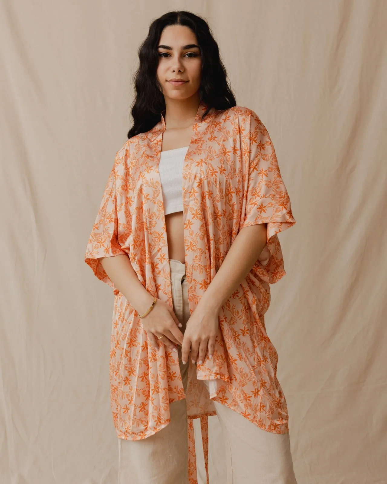 Lilium Short Kimono Orange