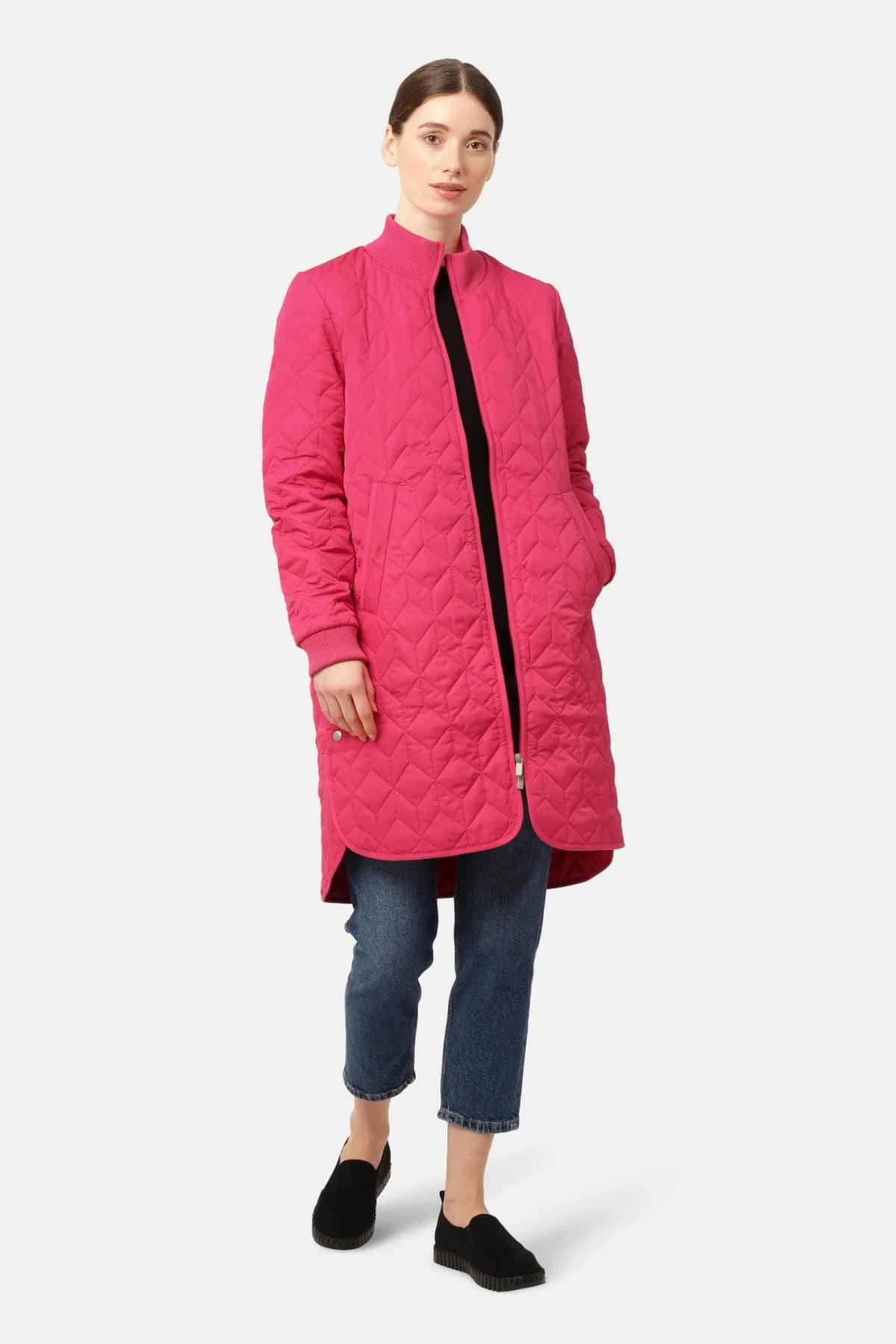 LONG QUILT COAT MAGENTA