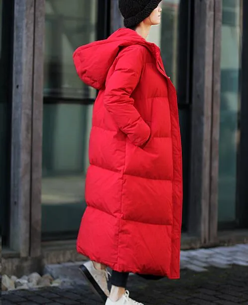 Long Winter Puffer Duck Down Jacket, Down Jacket Women Hooded Down Coat Any Size 51220