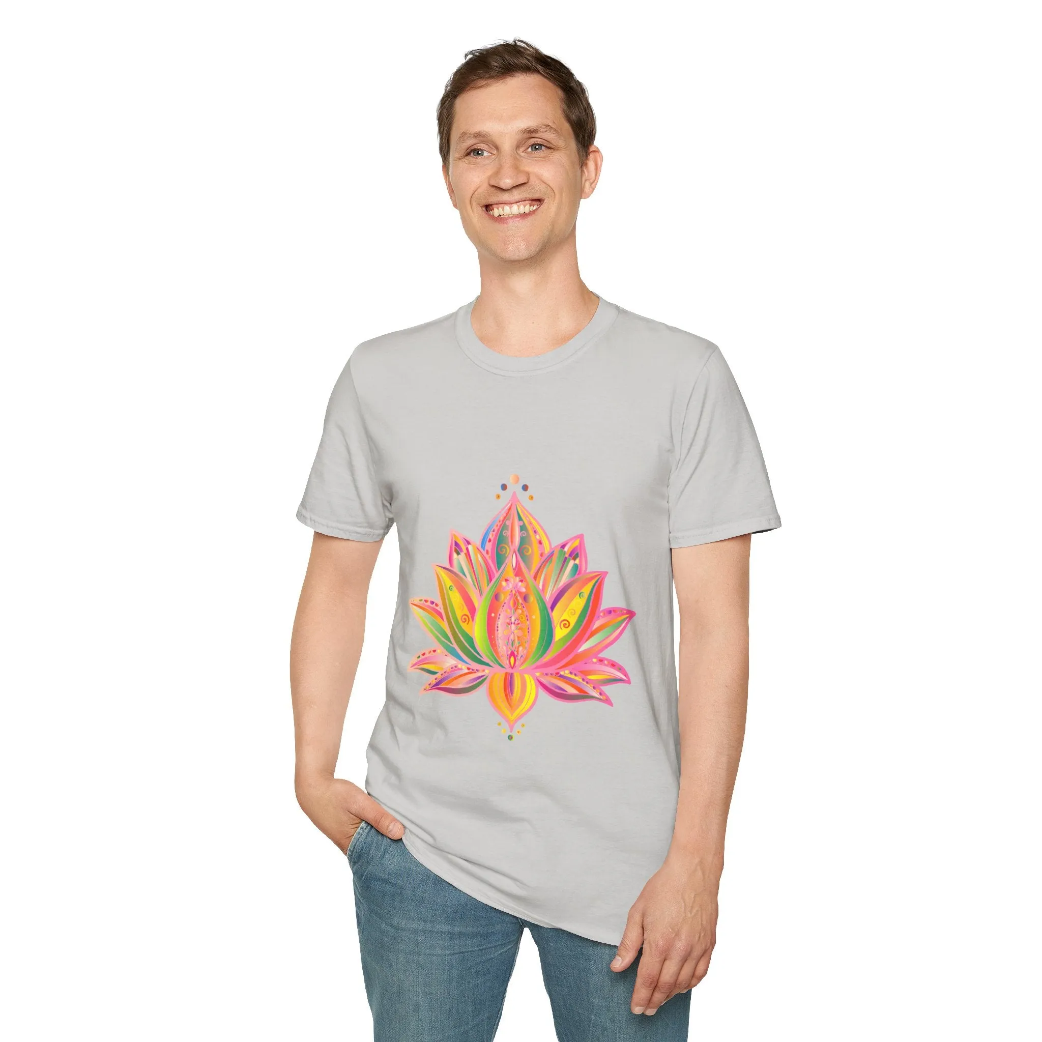 Lotus Mandala Unisex T-Shirt - Hand-Drawn Unique Design - Blululi