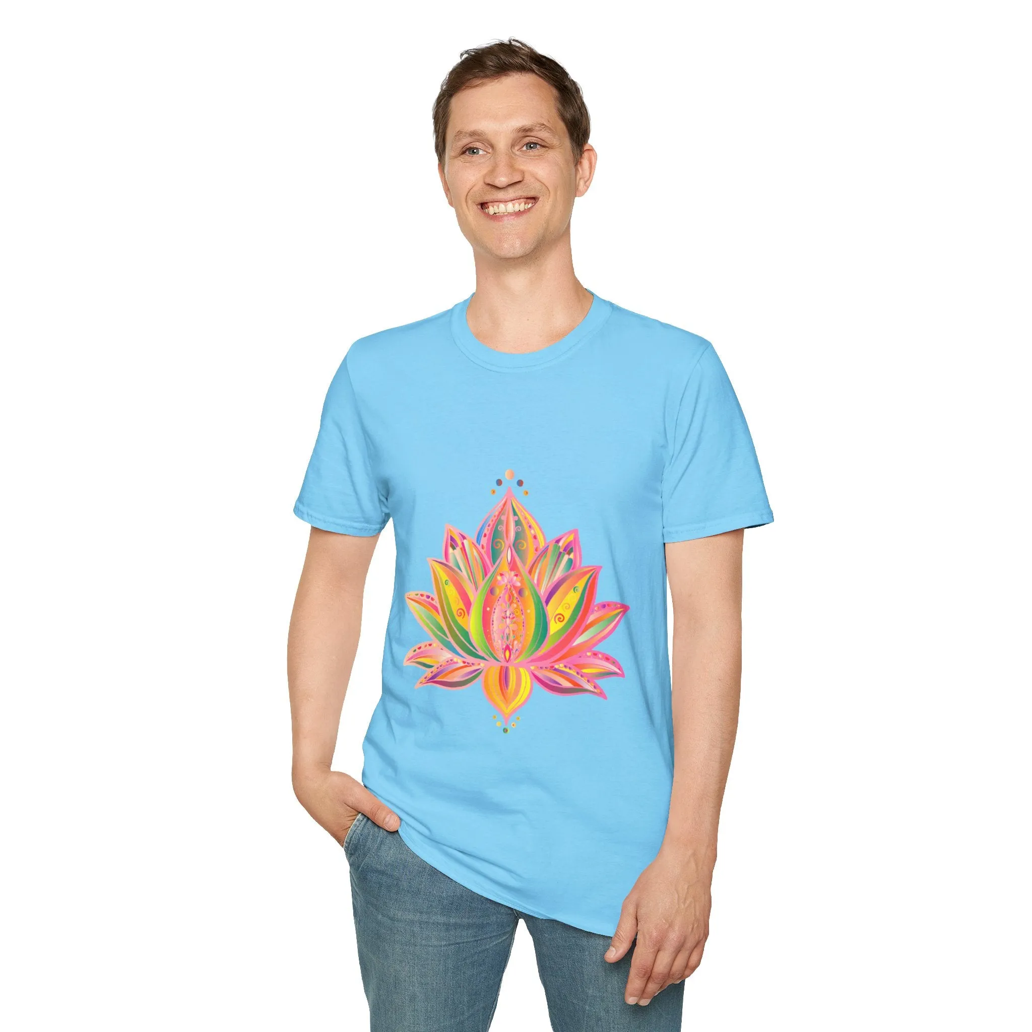 Lotus Mandala Unisex T-Shirt - Hand-Drawn Unique Design - Blululi