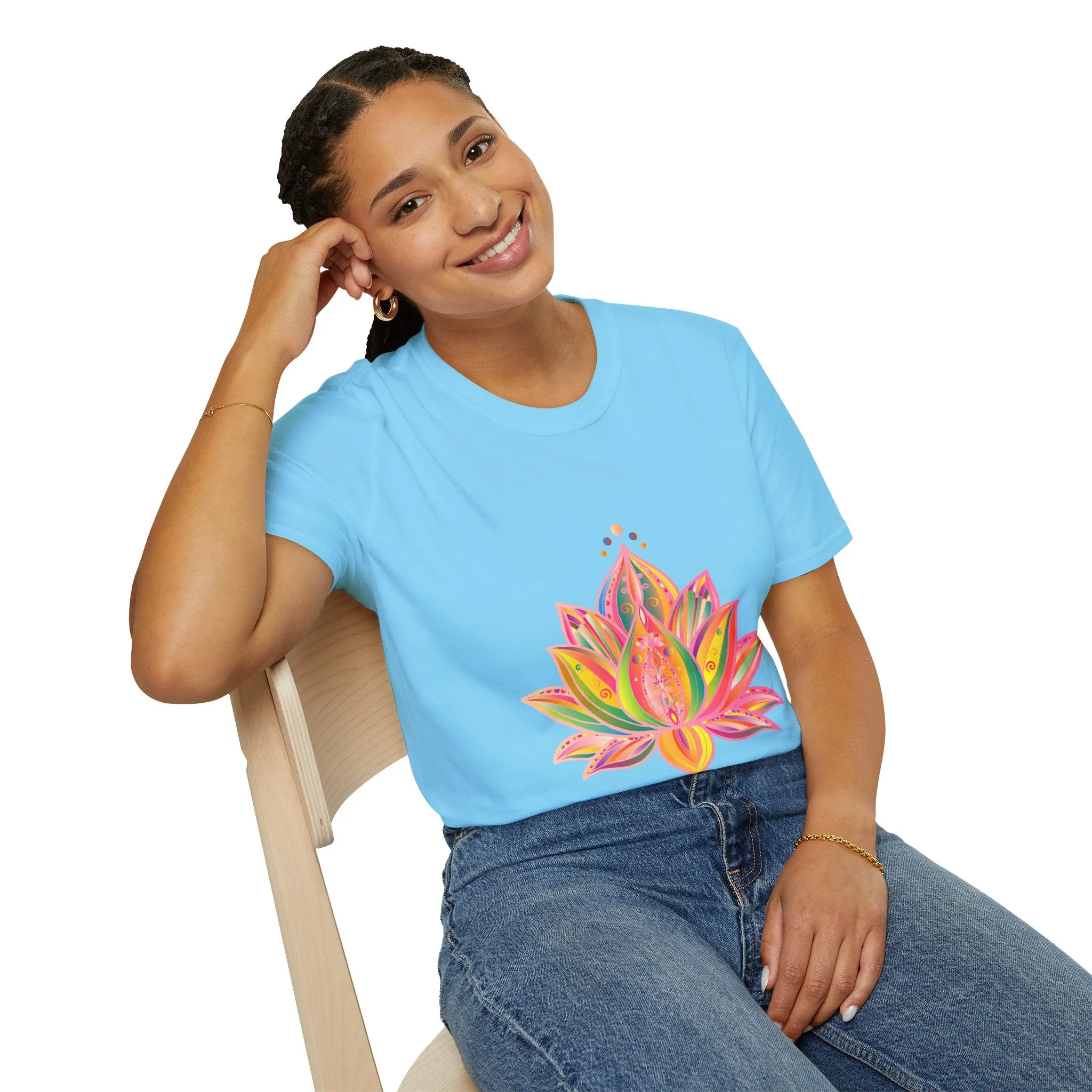 Lotus Mandala Unisex T-Shirt - Hand-Drawn Unique Design - Blululi