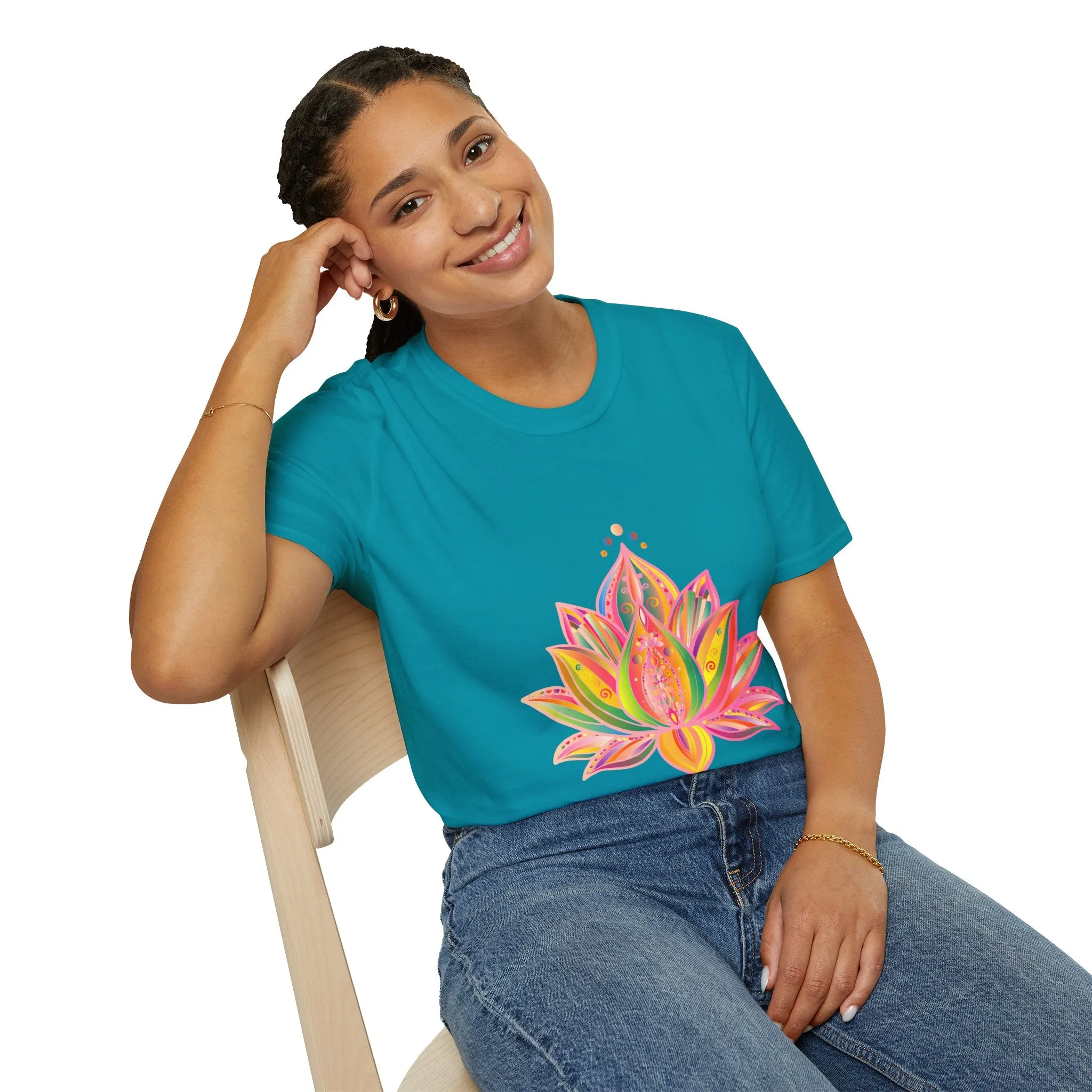 Lotus Mandala Unisex T-Shirt - Hand-Drawn Unique Design - Blululi