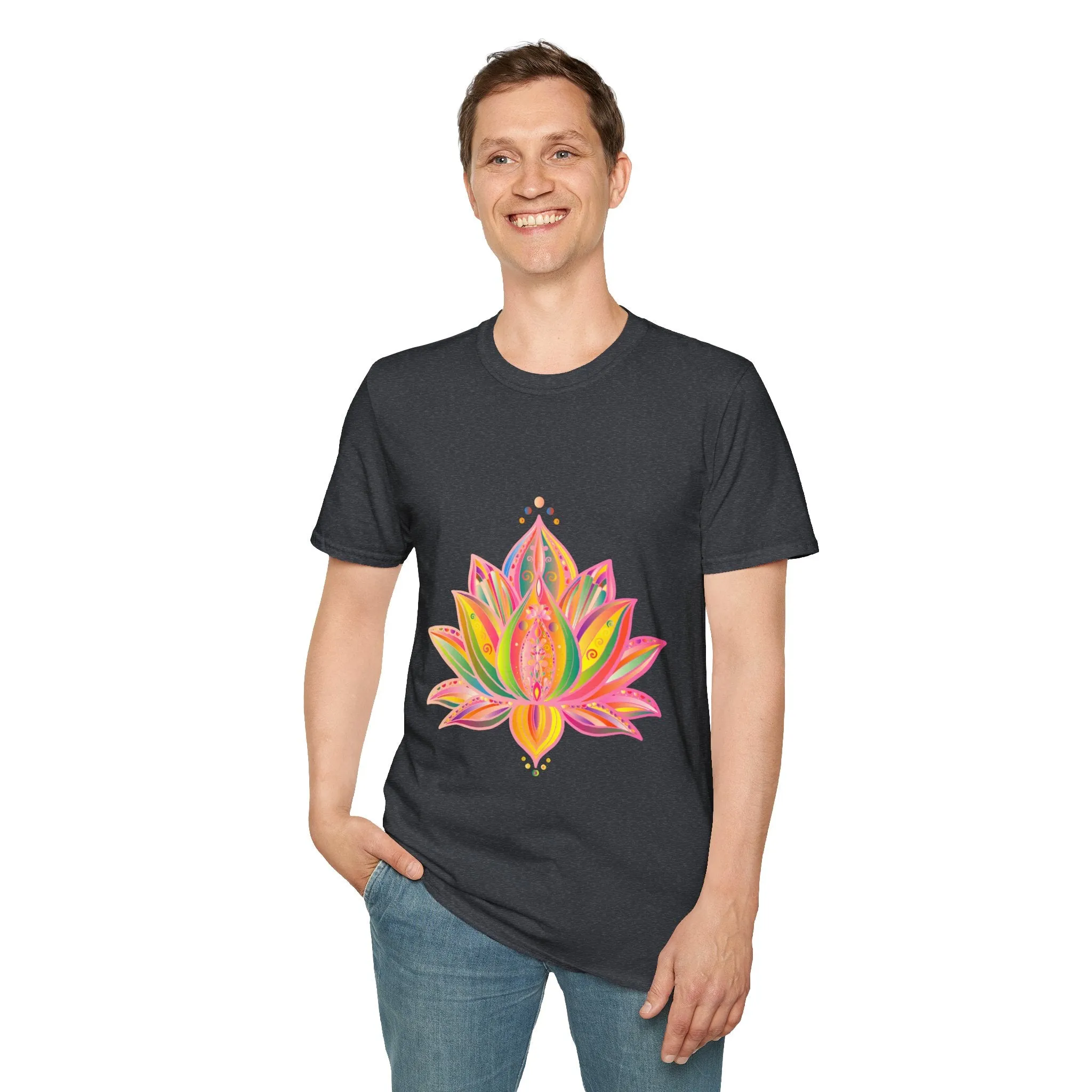 Lotus Mandala Unisex T-Shirt - Hand-Drawn Unique Design - Blululi