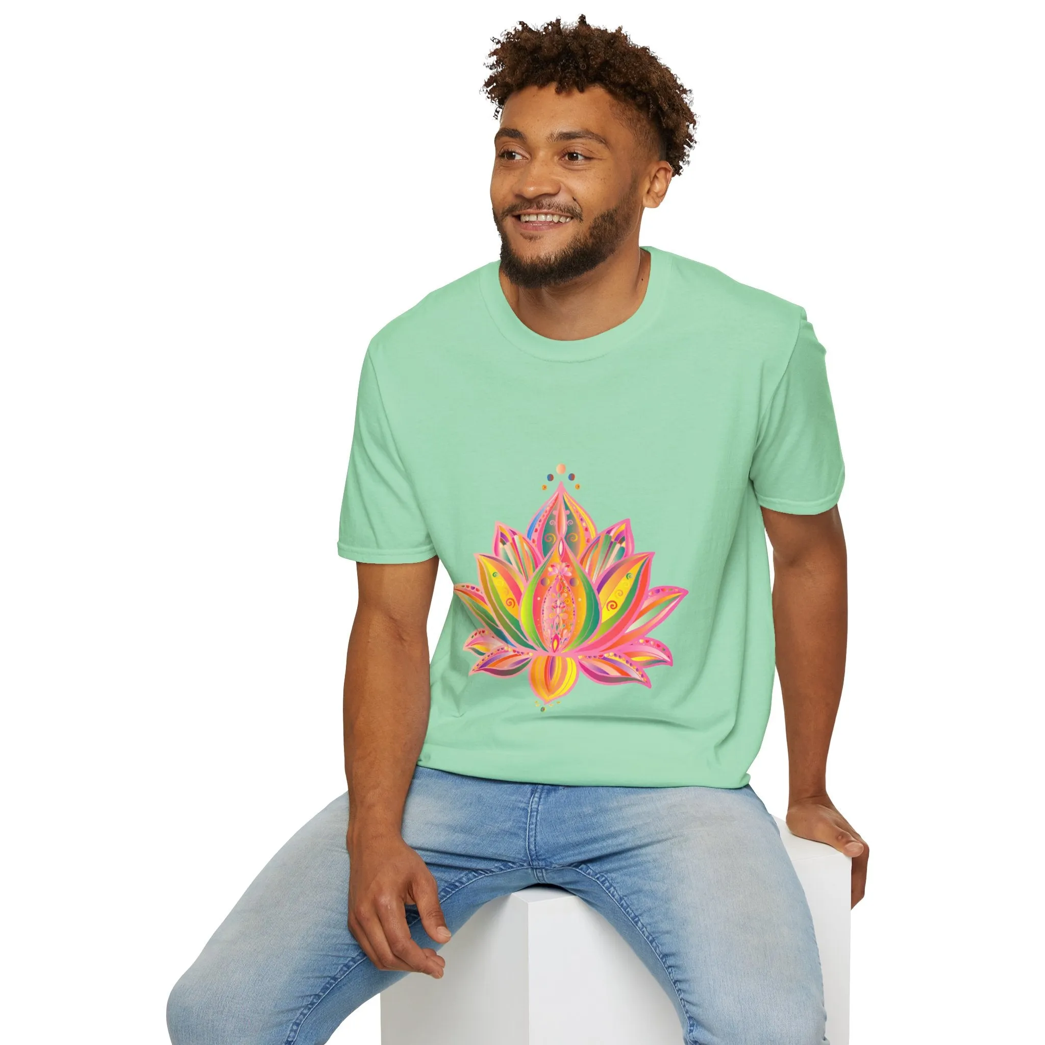 Lotus Mandala Unisex T-Shirt - Hand-Drawn Unique Design - Blululi