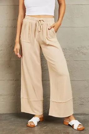 Love Me Not Full Size Mineral Wash Wide Leg Pants