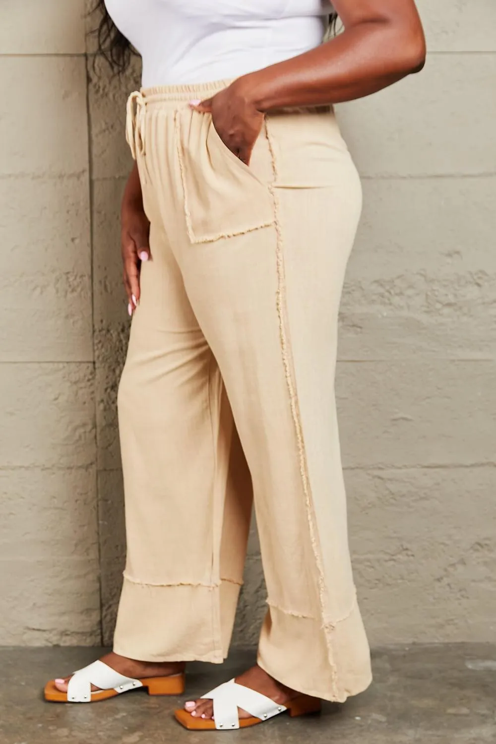 Love Me Not Full Size Mineral Wash Wide Leg Pants