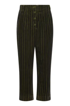 Lugula Cotton Needle Cord Trouser Black Stripe